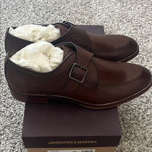Johnston & Murphy Men's Dark Brown Buckle Derbys